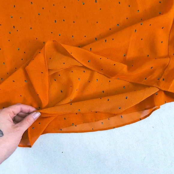 Cabi Orange Ruffle Neck Sleeveless Blouse Womens XS Polka Dot Tie Neck Top - Picture 4 of 9